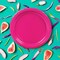 24 Count Hot Pink Color Round Paper Plates for Cakes and Snacks 7"